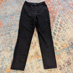 OLD NAVY Women's 6 Tall Higher High-Rise OG Straight Denim Jeans Black 205